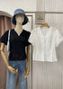 Puff Sleeves V-neck Casual Embroidered Tops